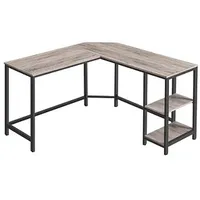VASAGLE Schreibtisch greige L-Form, 8-Fuß-Gestell schwarz 88,0 / 138,0