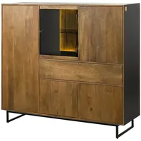 Massivmoebel24 Highboard (Mango / Altholz 160x47x145 schwarz / natur