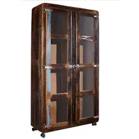 Massivmoebel24 Vitrine Altholz 100x40x180 mehrfarbig lackiert freezy 30