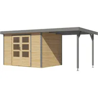 Karibu Jupiter 4) A naturbelassen/graualuminium, inkl. 2,35 m Anbaudach