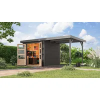 Karibu Jupiter 3) B terragrau/graualuminium inkl. 2,35 m Anbaudach