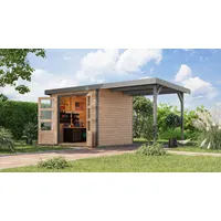 Karibu Jupiter 3) A naturbelassen/graualuminium inkl. 2,35 m Anbaudach