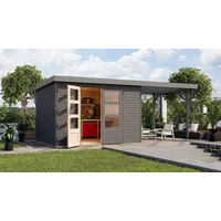 Karibu Jupiter 5) B terragrau/graualuminium, inkl. 2,35 m Anbaudach
