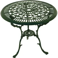 DEGAMO Tisch in Jugendstil Optik 70cm rund, Aluguss dunkelgrün,