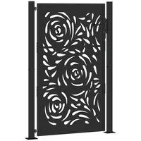 VidaXL Gartentor Schwarz 105x155 cm Stahl Flammen-Design