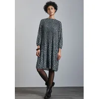 STREET ONE Damen A144290 Gemustertes Plissée-Kleid, Cool Vintage Green,