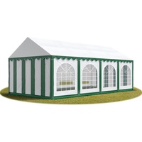 TOOLPORT PRO 4x8m Partyzelt PVC-Plane, grün-weiß mit Bodenrahmen -