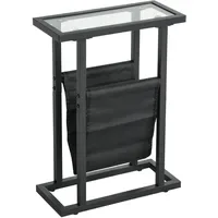 Homcom Beistelltisch Schwarz Glas 18 x 55,5 cm