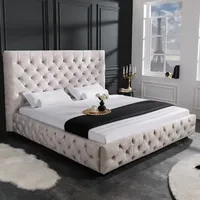 Riess-Ambiente Doppelbett PARIS 180x200cm champagner Samt Chesterfield Polsterbett