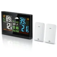 Bearware Wetterstation, Funk, Farbdisplay, 2 Außensensoren, Netzteil, Hygrometer, Wecker