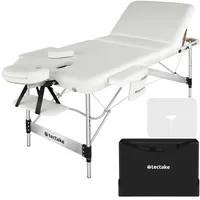 Tectake tectake® 3 Zonen Massageliege, Ko Tao, Tragetasche, Aluminiumgestellweiß