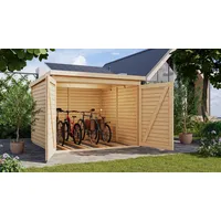 Karibu Fahrradgarage 4 natur, mit Solarpaket