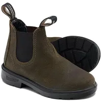 Blundstone Chelsea Boot "#2496 Dark Olive Waxed Suede (Kids)"