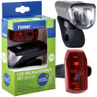 Filmer Fahrradbeleuchtung Set 30 LUX LED batteriebetrieben Schwarz