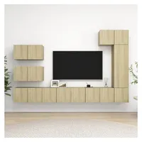 VidaXL 8-tlg. TV-Schrank-Set Sonoma-Eiche Holzwerkstoff - Braun