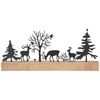 UNUS Aufsteller Silhouette 3 Hirsche Vögel Pilz schwarz