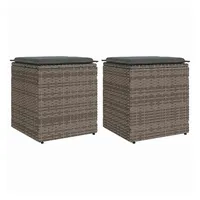 VidaXL Gartenhocker mit Kissen 2 Stk. Grau 40x40x43 cm