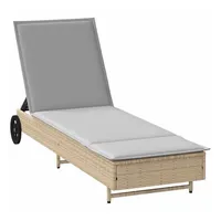 VidaXL Sonnenliege mit Rollen und Auflage Beige Poly Rattan,