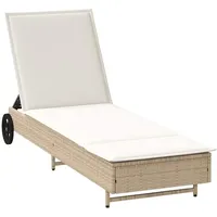 VidaXL Sonnenliege mit Rollen und Auflage Beige Poly Rattan