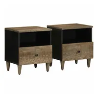 VidaXL Nachttische 2 Stück Hellgrau 40x33x46 cm Massivholz Mango