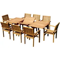 ALEOS. Teak Set: Gartengarnitur Ausziehtisch 150-210 cm x 90
