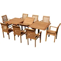ALEOS. Teak Set: Gartengarnitur Tobago Ausziehtisch 180-240cm x 100cm