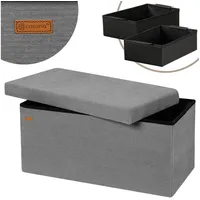 CASARIA Sitzbank Anthrazit Cord 76x38x38cm MDF faltbar