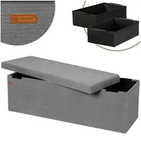 CASARIA Sitzbank Anthrazit Cord 114x38x38cm MDF faltbar