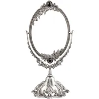 Feyarl Vintage Schminkspiegel mit Standfuß Ovaler doppelseitiger Tischspiegel drehbar