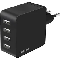 Logilink PA0336 - USB Lade- /Steckdosenadapter, 4X USB-A, 24