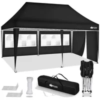 Tillvex Pavillon 3x6m - mit 3 Seitenwänden Schwarz wasserdicht