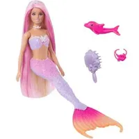 Mattel Barbie Malibu“ Meerjungfrau-Puppe mit Farbwechseleffekt, Delfin und Accessoires