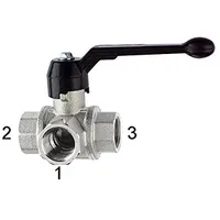 Riegler 3-Wege-Kugelhahn, Standard, L-Bohr., Messing vern., Rp 1/2, DN