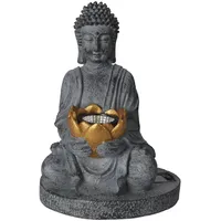 Wellhome Well Home Solarleuchte Buddha aus Polystone Finish in