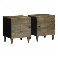 VidaXL Nachttische 2 Stück Hellgrau 40x33x46 cm Massivholz Mango