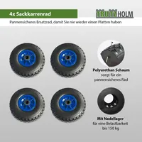 Baumarktplus 4x Sackkarrenrad PU-Rad 260x85 mm 3.00-4 75 mm