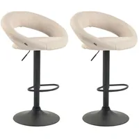 CLP 2er Set Barhocker Olinda Stoff creme/schwarz