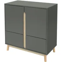 ML-Design Sideboard 80x40x86 cm Grün-Natur Kommode mit 4 Türen