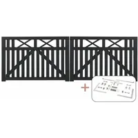 Plus Doppeltor 300 x 98 cm Schwarz/Holz