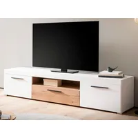 Furn.design TV-Lowboard in weiß matt und Eiche 205 cm,