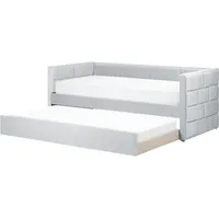 Beliani Tagesbett Grau Samtstoff mit Lattenrost 90 x 200