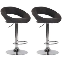 CLP 2er Set Barhocker Olinda Stoff dunkelgrau/chrom