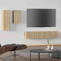 VidaXL 4-tlg. TV-Schrank-Set Sonoma-Eiche Holzwerkstoff