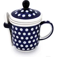 BUNZLAUER KERAMIK Original Teetasse mit Teesieb, Deckel und Löffel