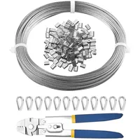 Vevor Drahtseil-Set, Ф1,59mmx20,2m, 304 Edelstahlkabel mit Crimpzange, 160 Hülsen