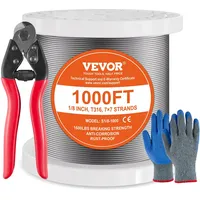Vevor Drahtseil-Set, Ф3,18mmx305m, 316 Edelstahlkabel mit Schneider und Handschuhen,