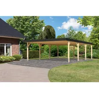 Karibu Doppelcarport Leimholz 2 Naturbelassen 246,5 x 528 x