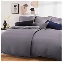 Blumtal Mako Satin Bettwäsche 155x220 Anthrazit - Bettdeckenbezug mit