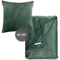 Esprit Premium Wohndecken-Set - Kuscheldecke 140x190cm + Kissenhülle 45x45cm