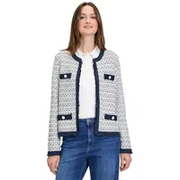 Betty & Co Damen, Strick-Cardigan mit Rundhalsausschnitt Weiß/Dunkelblau,38 -